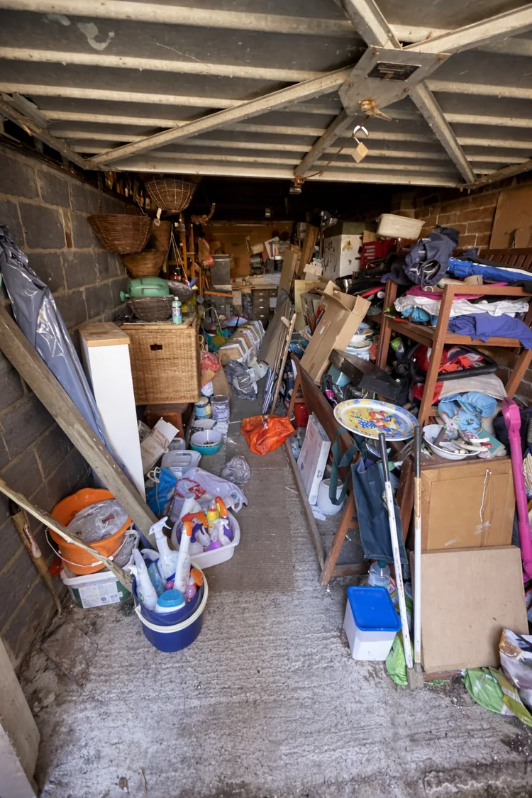 Before: garage before clearance, Larbert